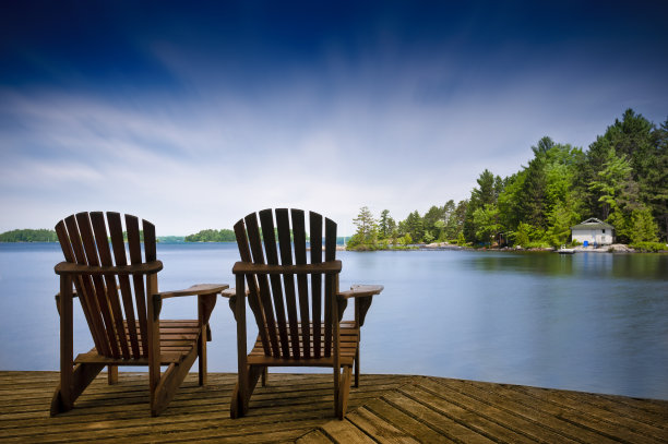 椅子,湖景