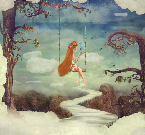 荡秋千可爱卡通