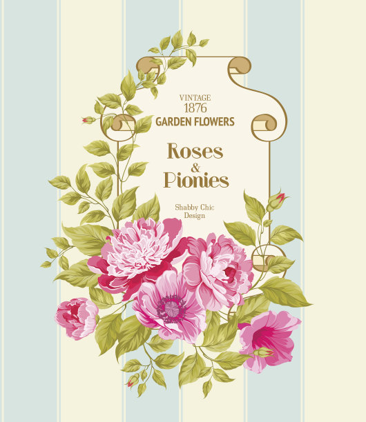 花纹线条边框底纹单页植物花朵