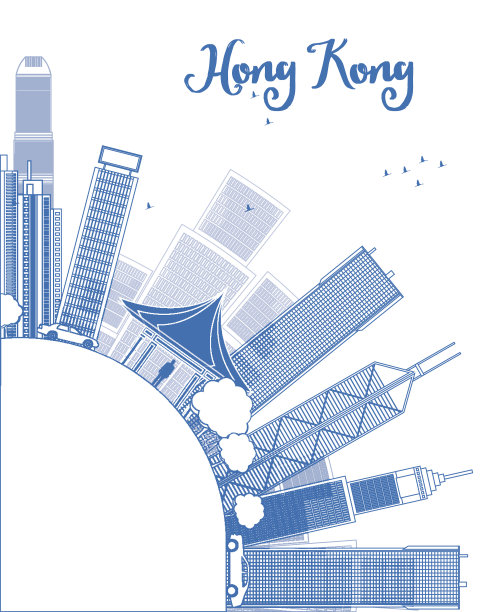 香港剪影香港轮廓海报