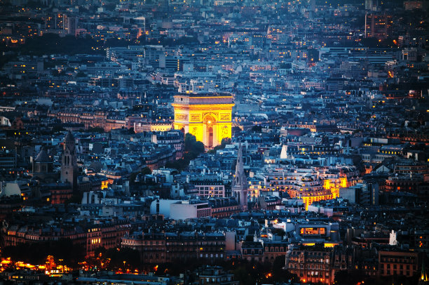 法国巴黎凯旋门夜景