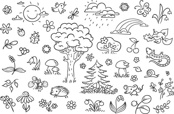 简约风格卡通树木插画