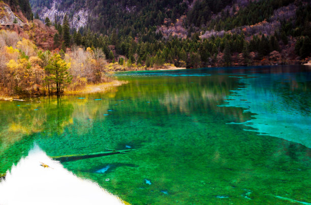 四川九寨沟秋冬景色