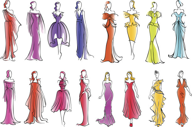 红衣图案优雅美人