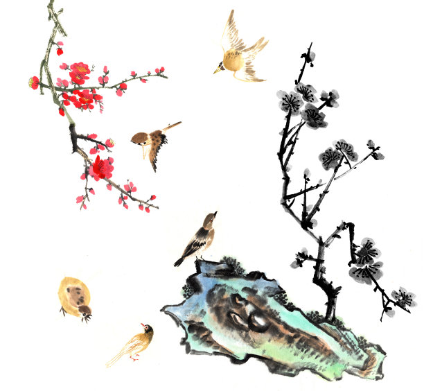 花窗格,花簇,枝