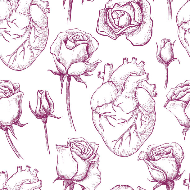 人体器官心脏图案插画印花