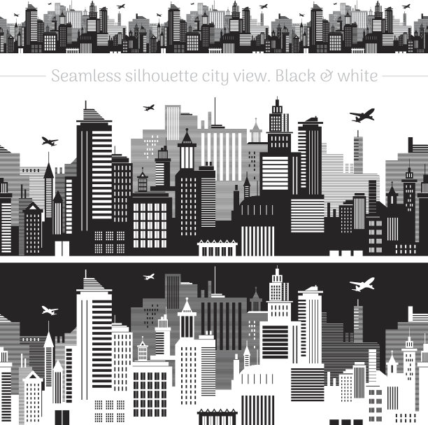 黑白简约城市建筑底图