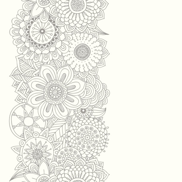 简约黑白花卉图案