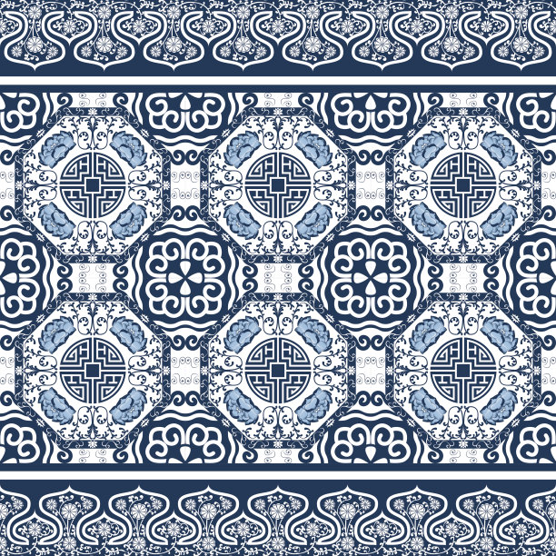 花卉环绕的圆形装饰矢量图案