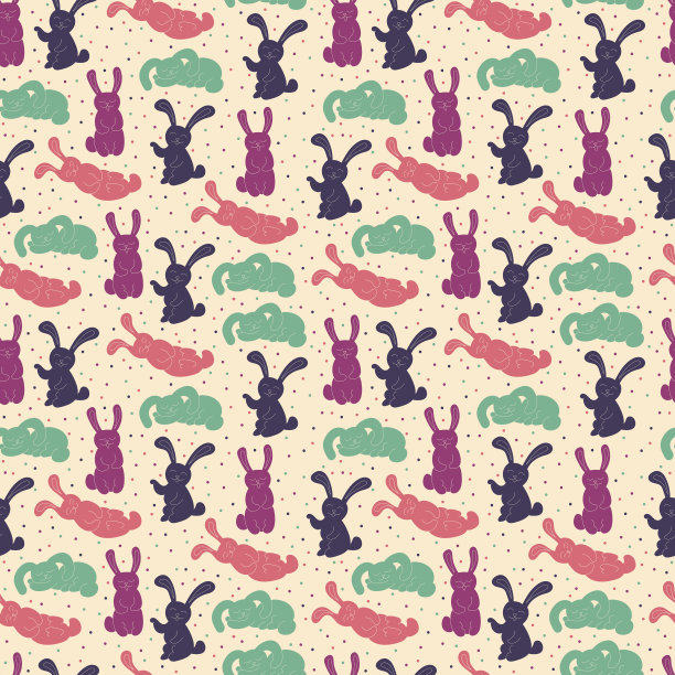 小兔子图案家纺图案四方连续