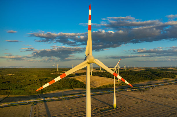 航拍电力设备风力发电机