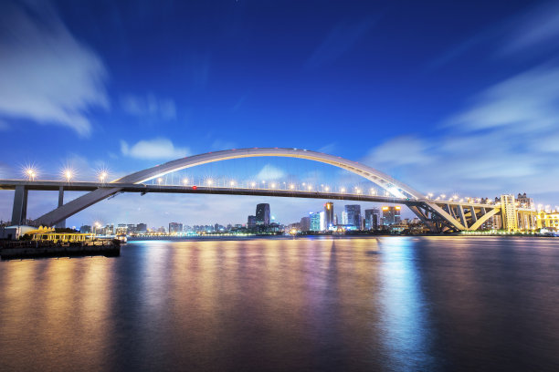 上海卢浦大桥高架路夜景