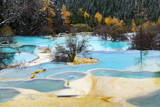 四川九寨沟秋冬景色