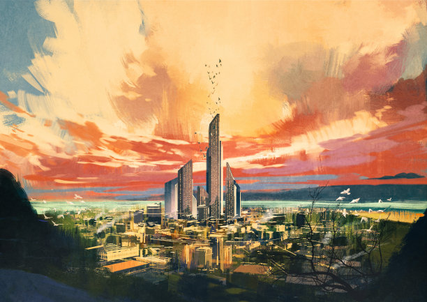 城市风景油画