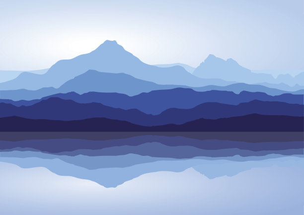 蓝天湖水风景画