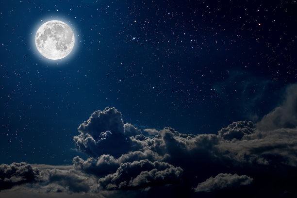 夜色月亮星空云朵