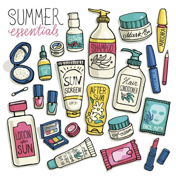 美容化妆品包装插画