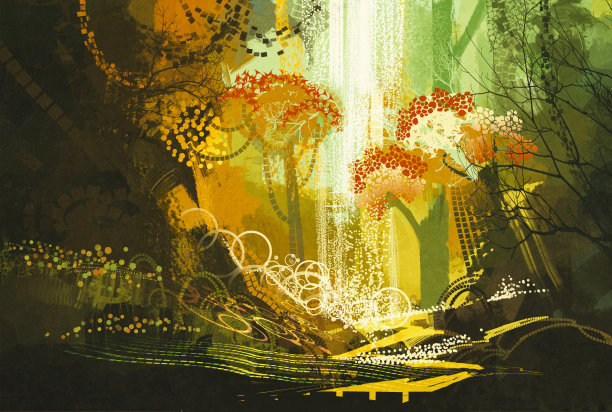 手绘抽象艺术油画背景