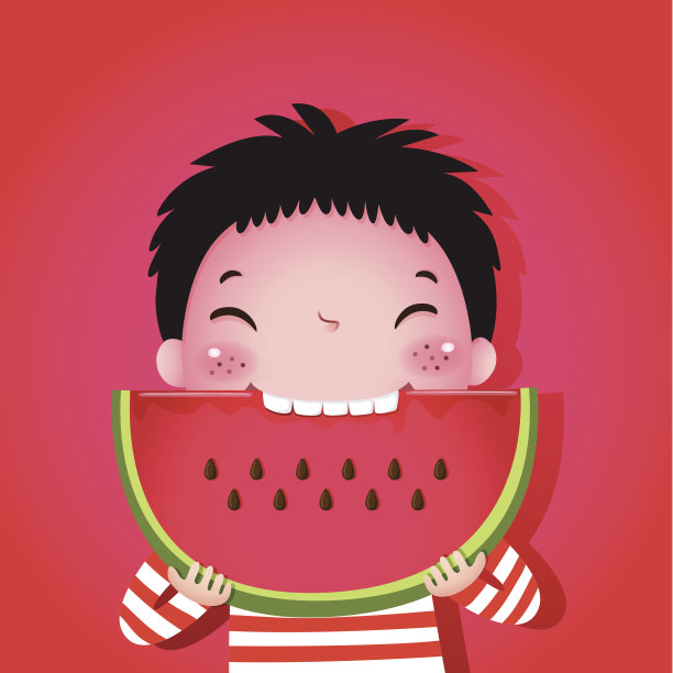夏天暑假吃西瓜