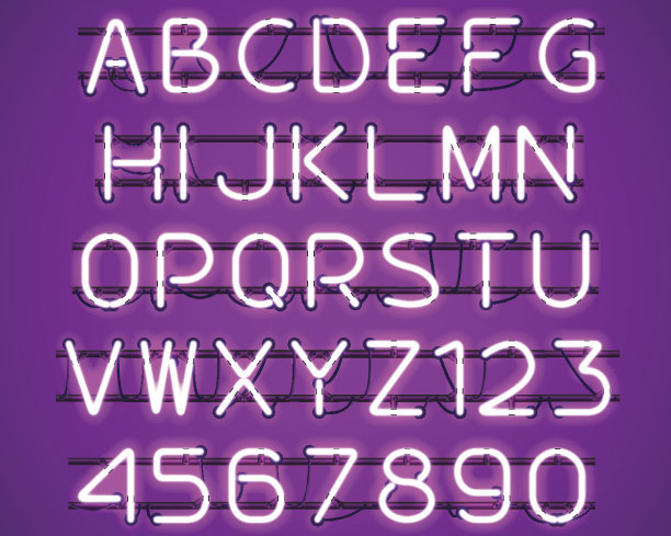 紫红色发光字体