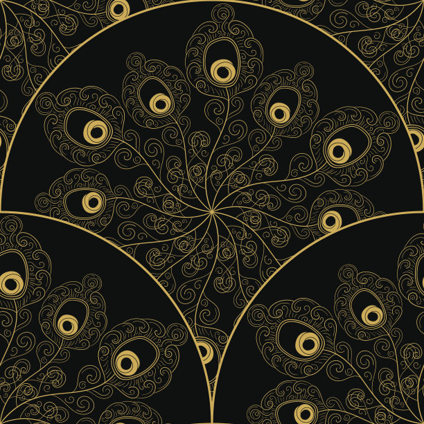 金色几何线条无缝图案