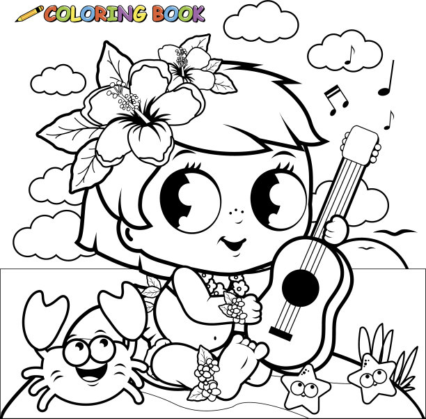 线描木槿花