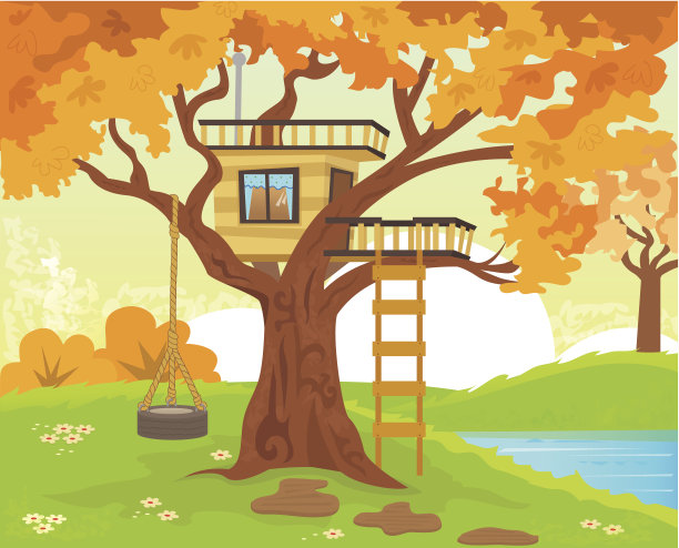 荡秋千可爱卡通