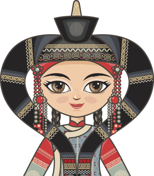 蒙古族女孩插画