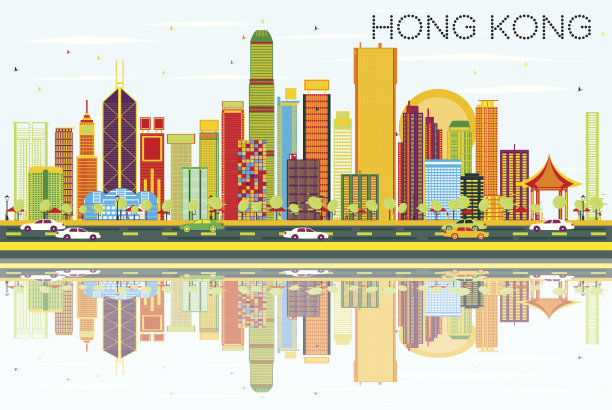 矢量香港旅游宣传插画