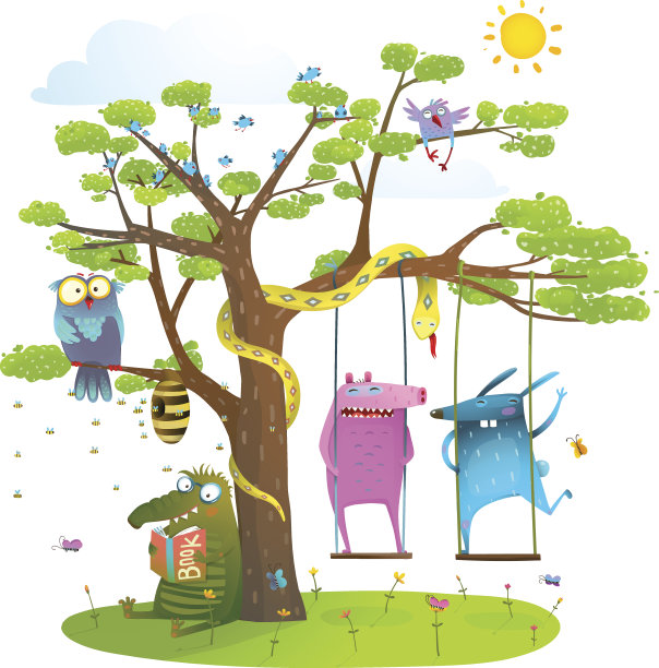 荡秋千可爱卡通