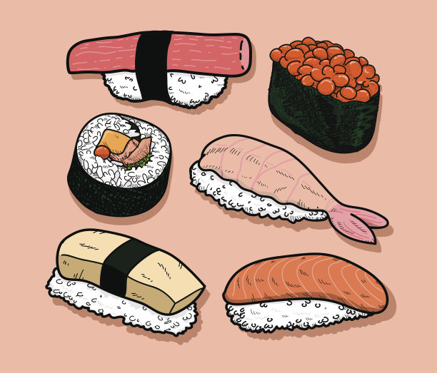 三文鱼寿司寿司插画
