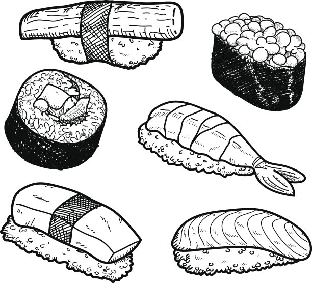 三文鱼寿司寿司插画