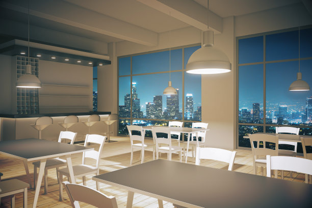 现代餐厅场景桌椅3d空景