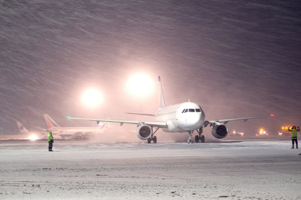 冬天,雪地,机场,飞机