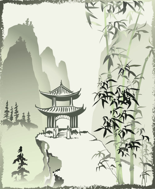 中国风山水图案装饰画