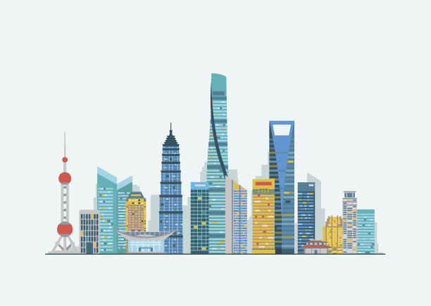 中国抽象城市地标矢量背景