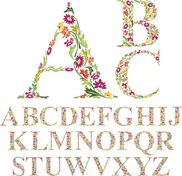 字母花卉组合