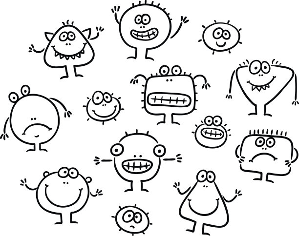 黑白卡通小怪兽