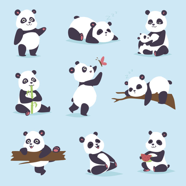 卡通熊猫插画