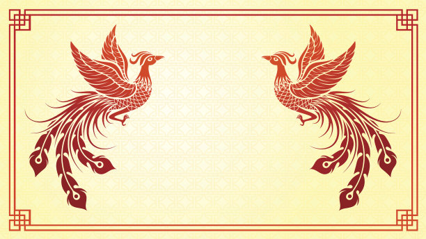 金红色凤凰插画