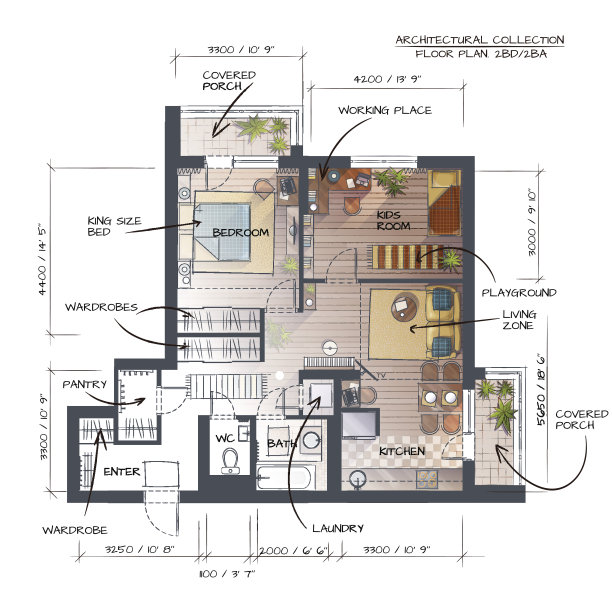 户型图彩图线条