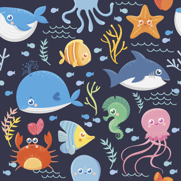 水母游动海洋生物