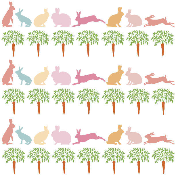 小兔子郁金香图案设计