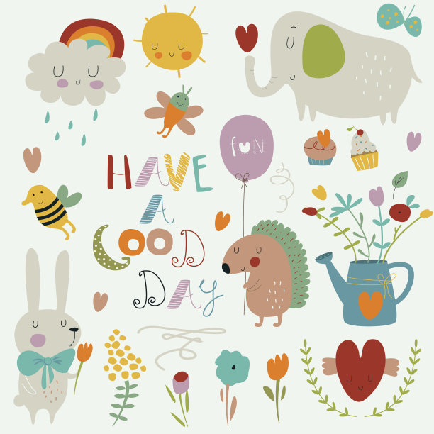 可爱小花兔卡通插画