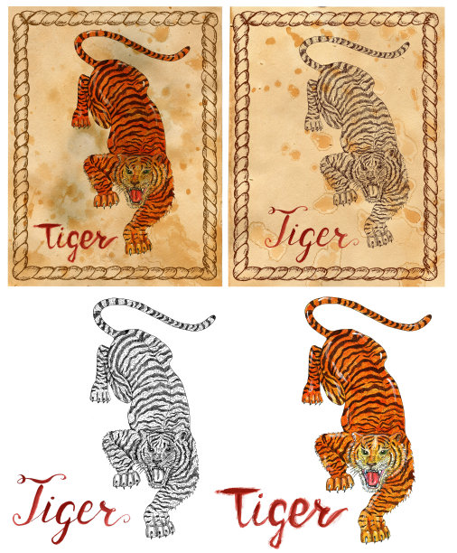老虎中式纹理