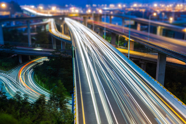 城市公路立交桥车流夜景