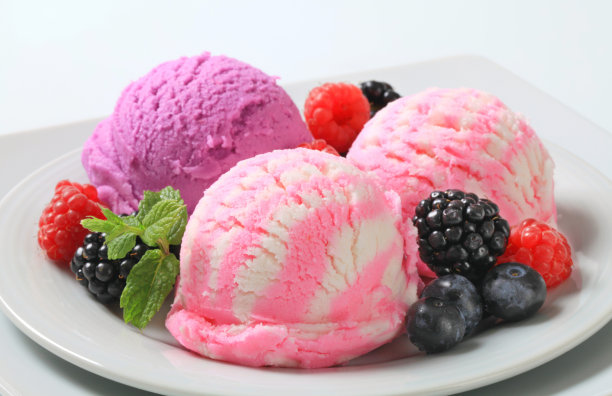 冰淇淋,水平画幅,黑刺莓