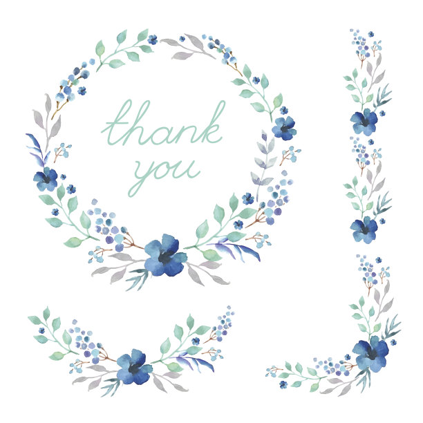 花卉环绕的圆形装饰矢量图案