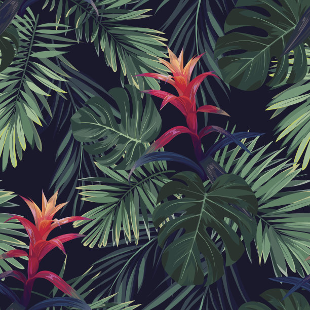 热带植物四方连续图