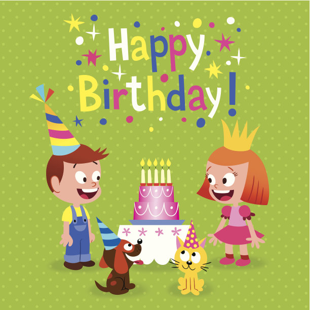 生日小猫派对可爱庆祝蛋糕形象